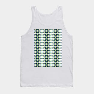 Green Navy Blue and White Argyle Pattern Diamond Checks Tank Top